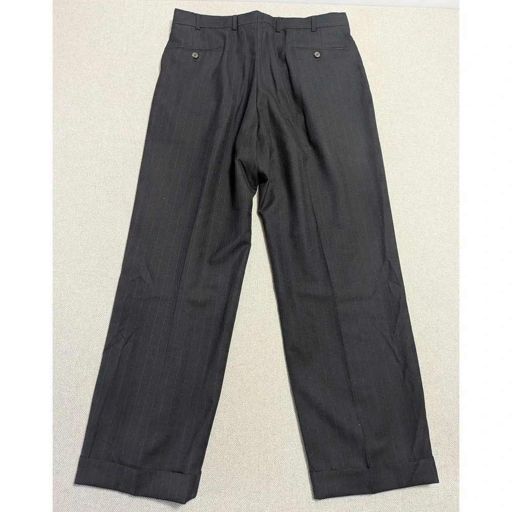VTG Brooks Brothers Men's 36x31 Charcoal Pinstripe Pleated Dress Pants MiUSA